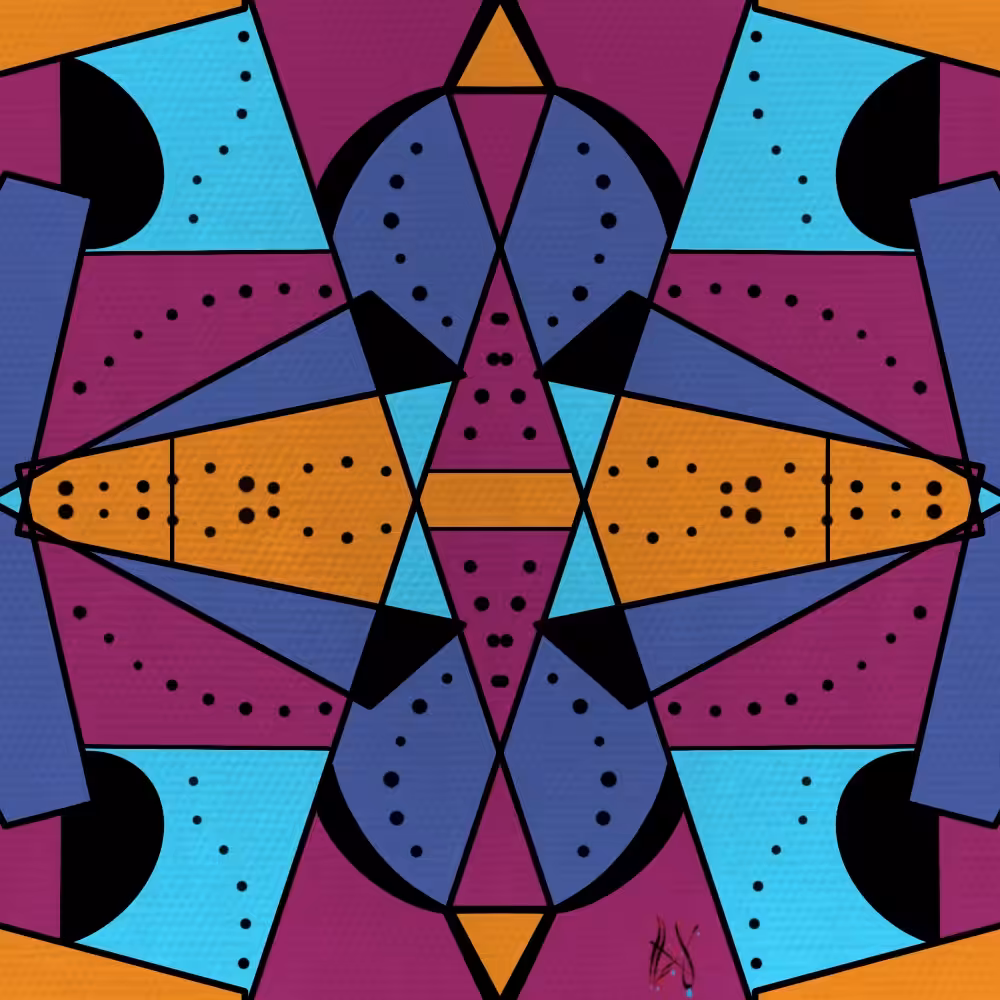 Echoes of Intuition: Kaleidoscope in Teal and Coral