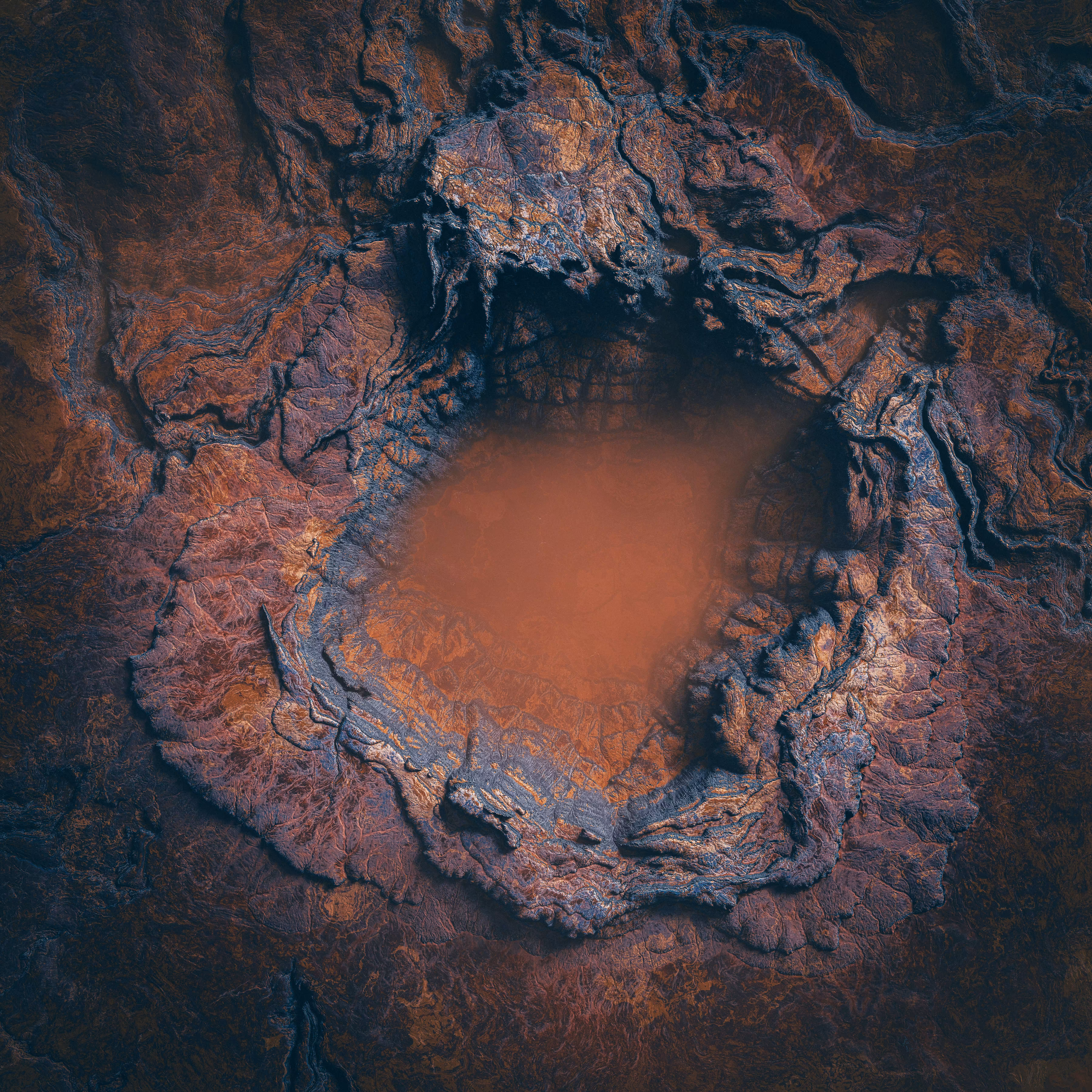 Caldera of shield volcano