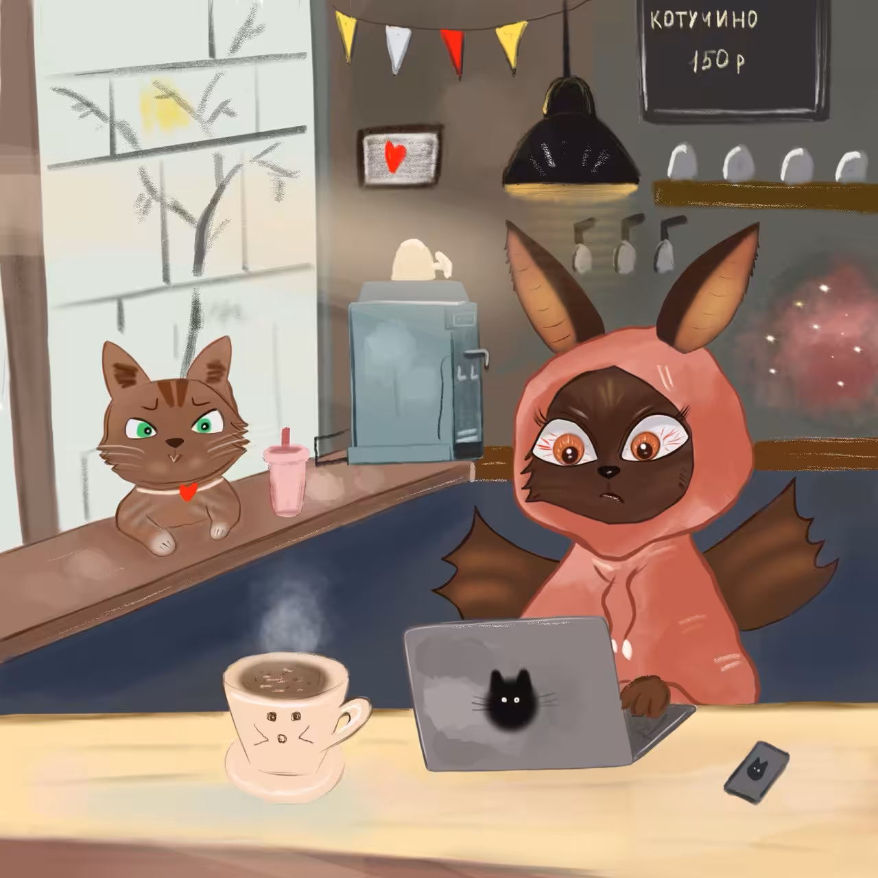 Morning cottuccino for little bat