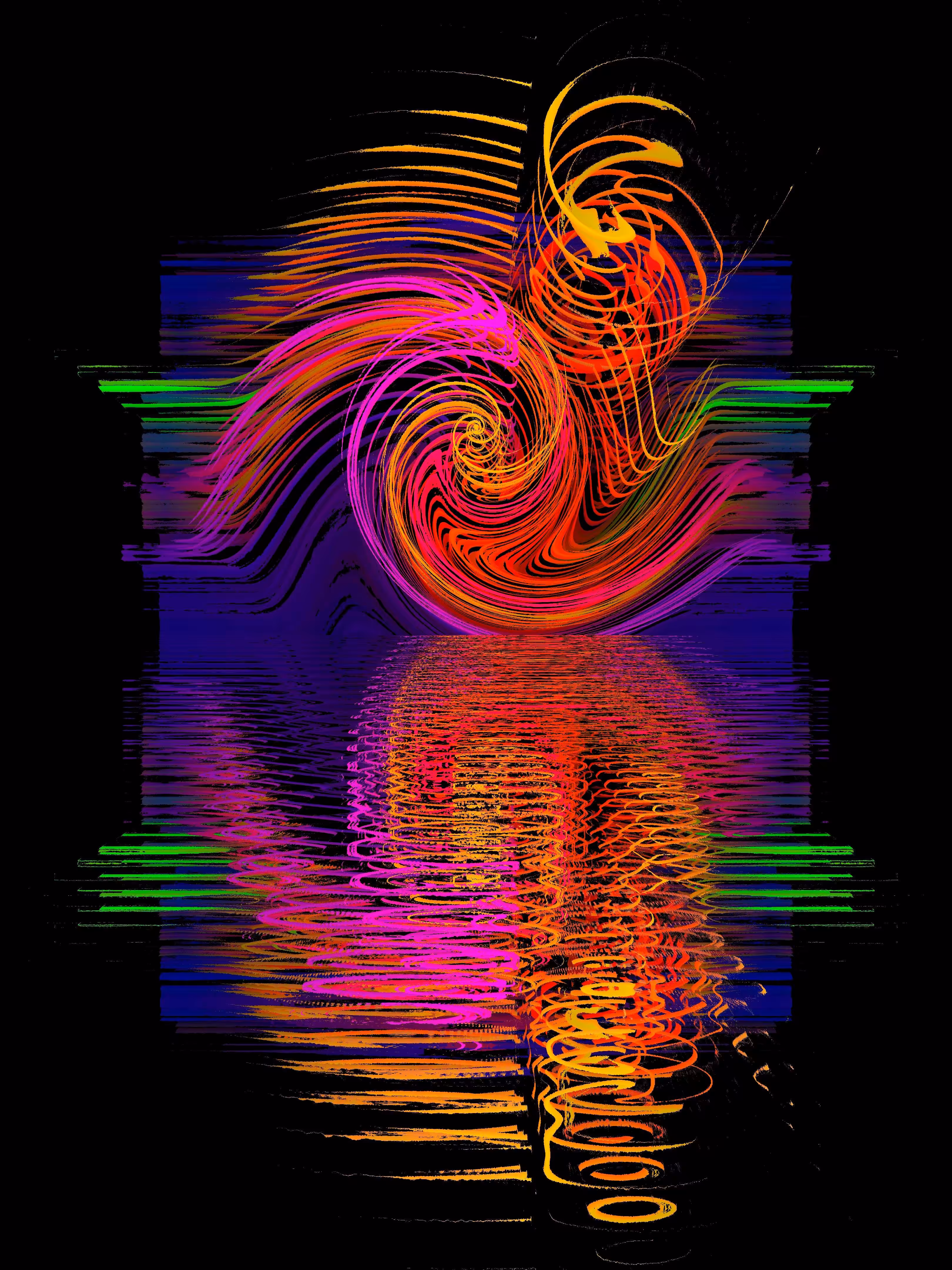 Feather Wave Green Horizon 