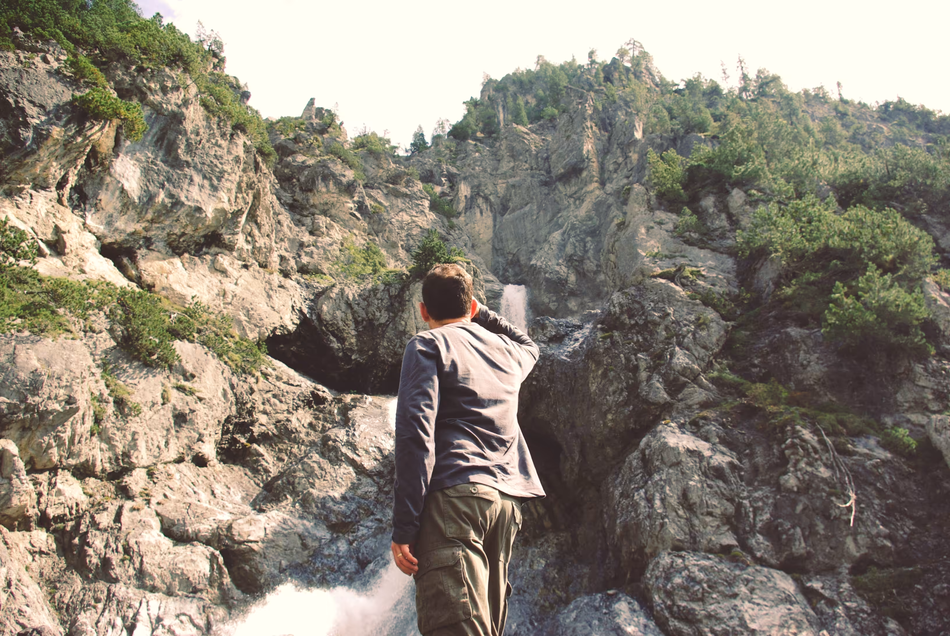 Admiring the Altein Waterfall