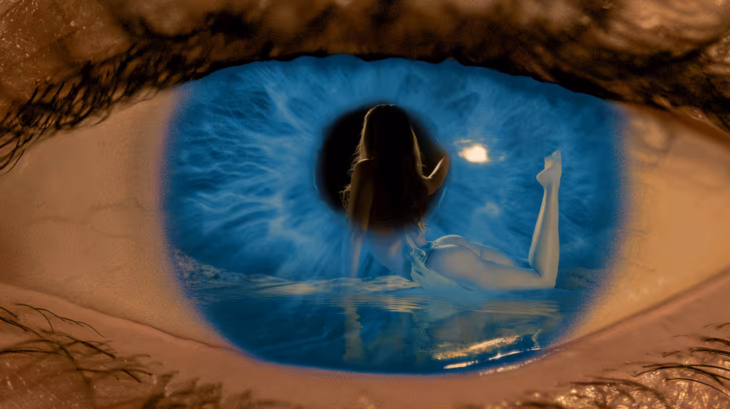 The triangle of eyes, desire, and lust.