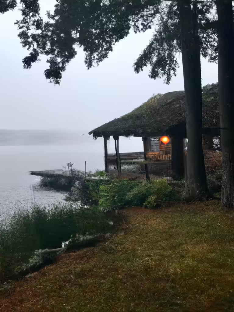 AI Photography: Rainy Afternoon Cabin By the Lake