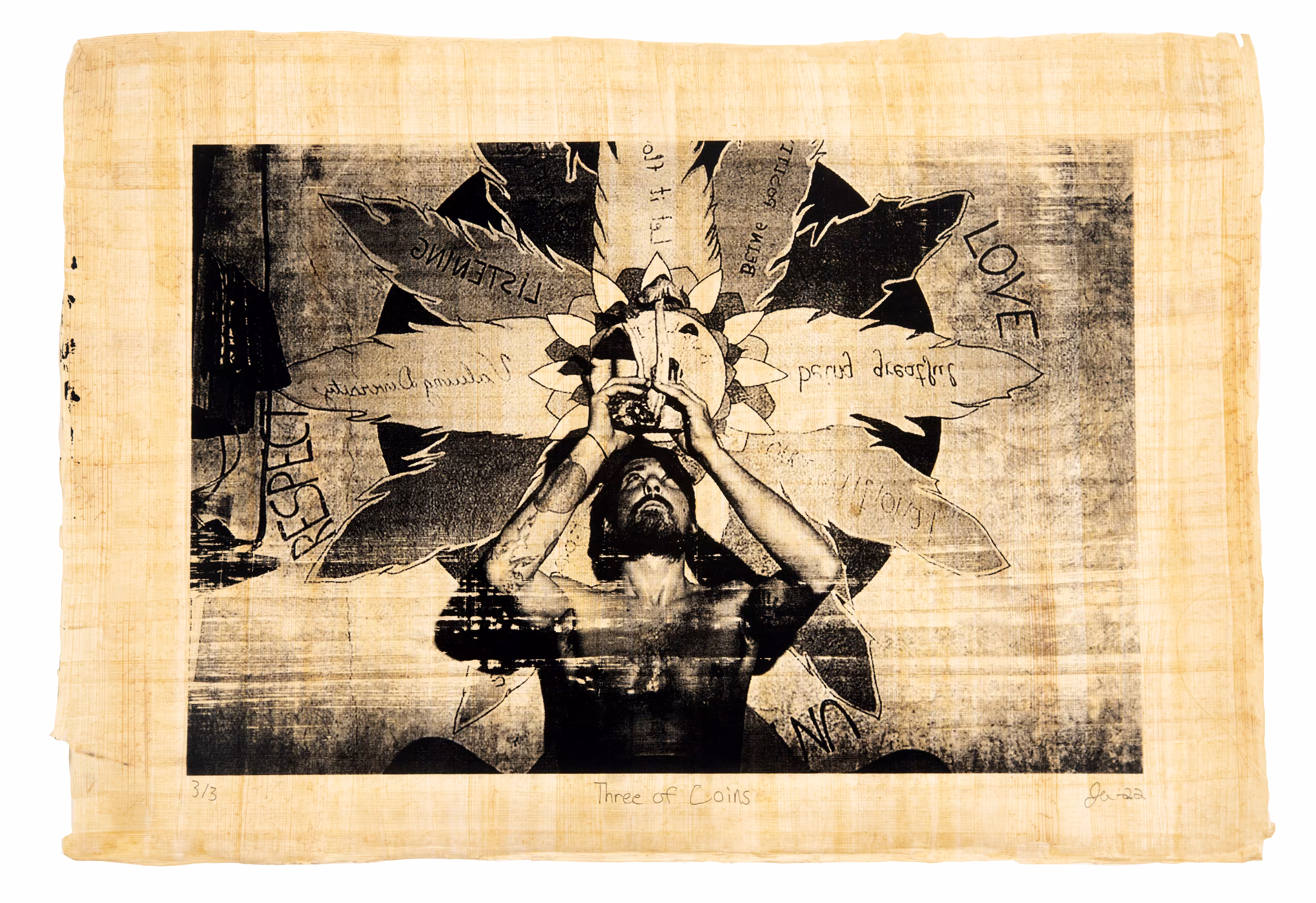 Justin Aversano - Three of Coins - Physical Tarot Scroll - 3/3