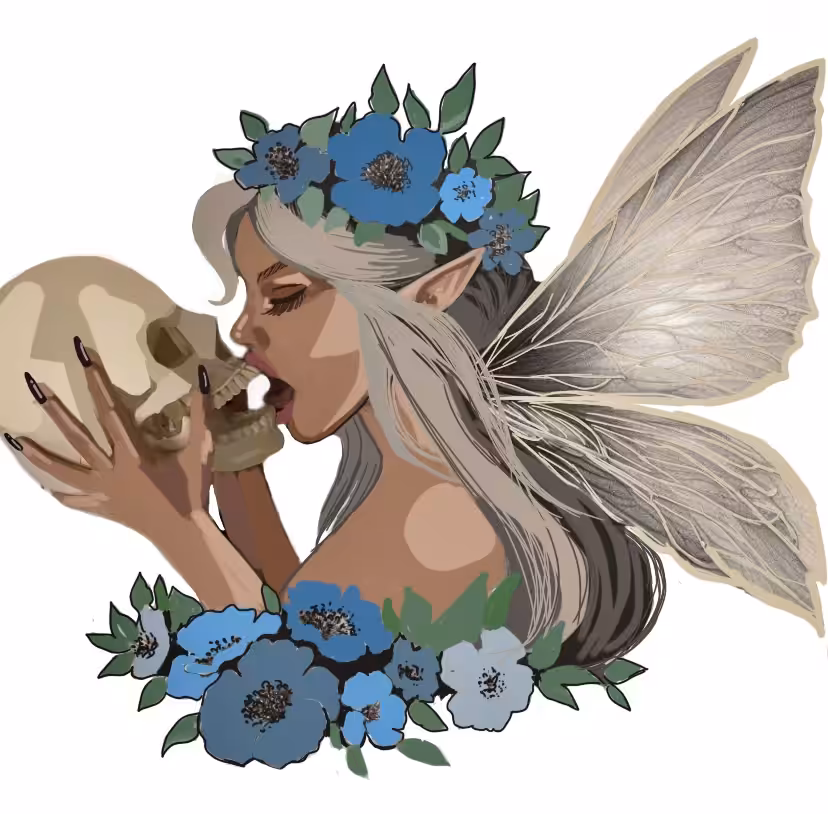 my paintings: skull fairy