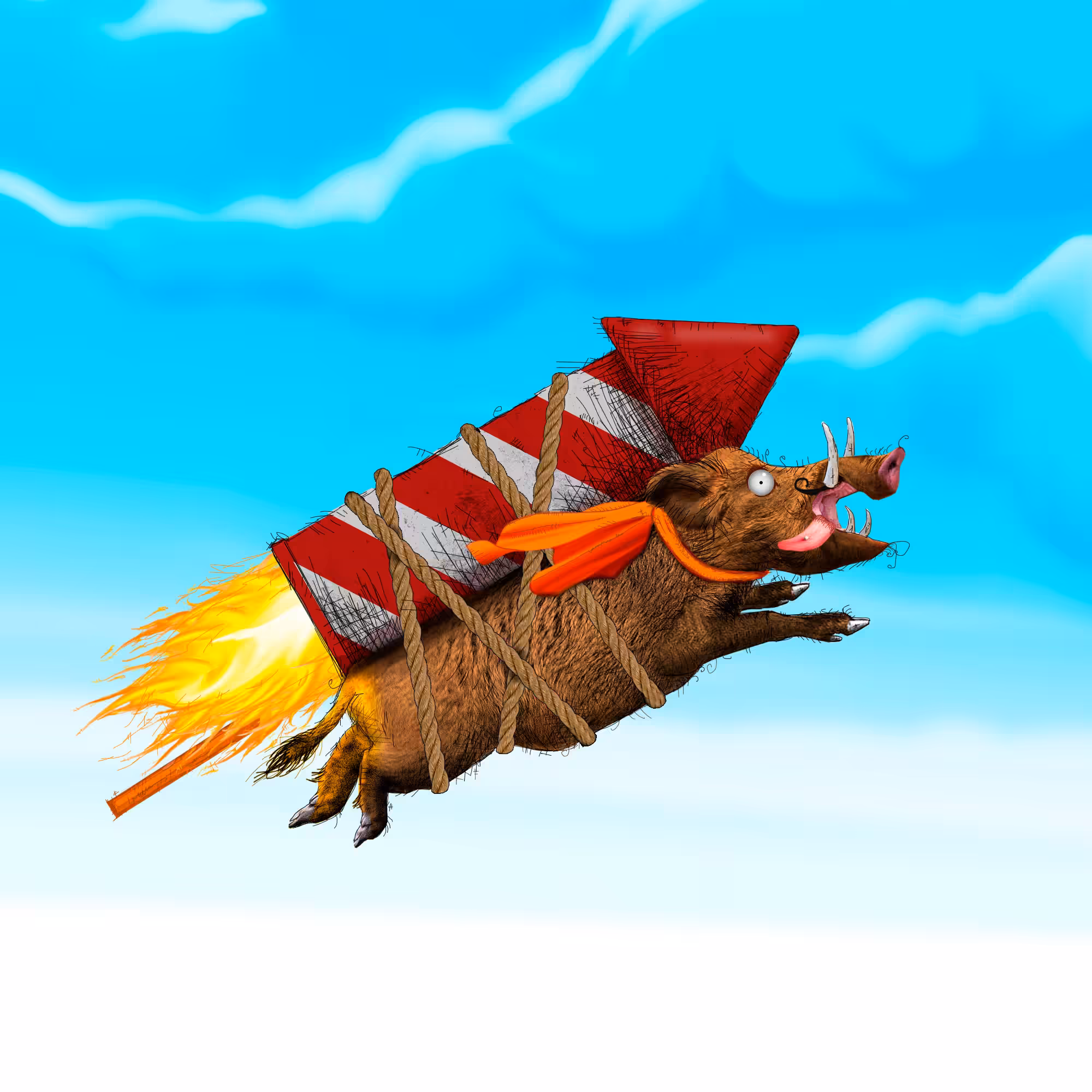 Flying Wild Boar