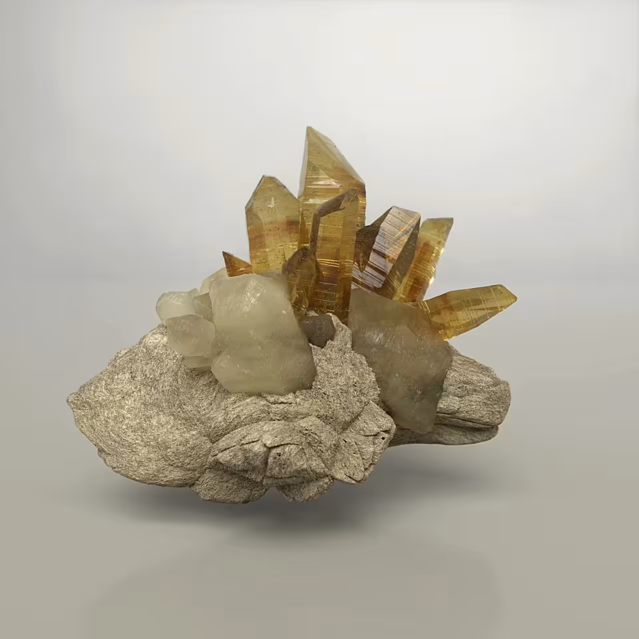 Citrine/Smoky Quartz on Matrix