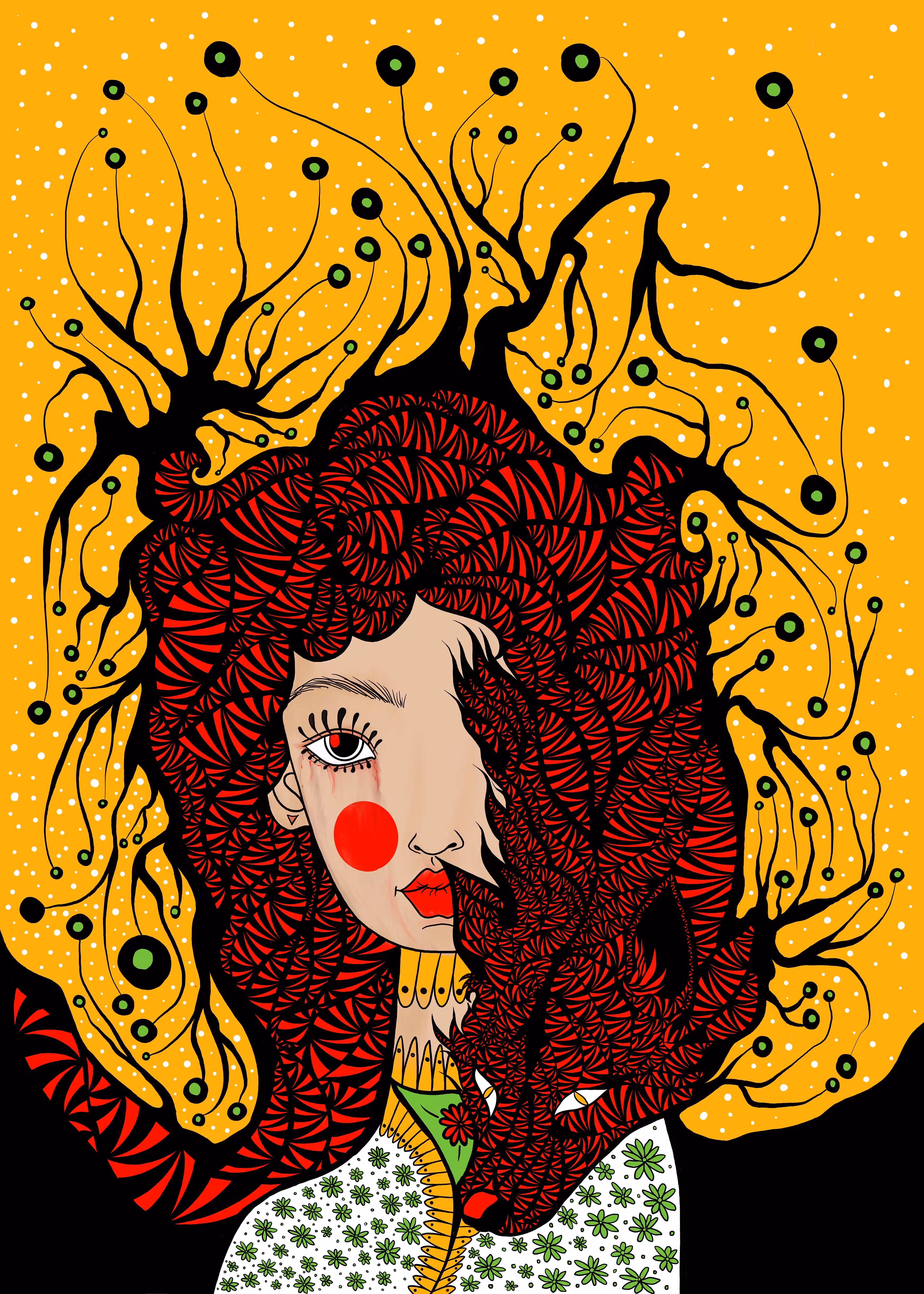 Sad clown girl with the wild FOX