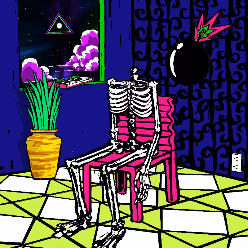 pink chair in the blue room #52