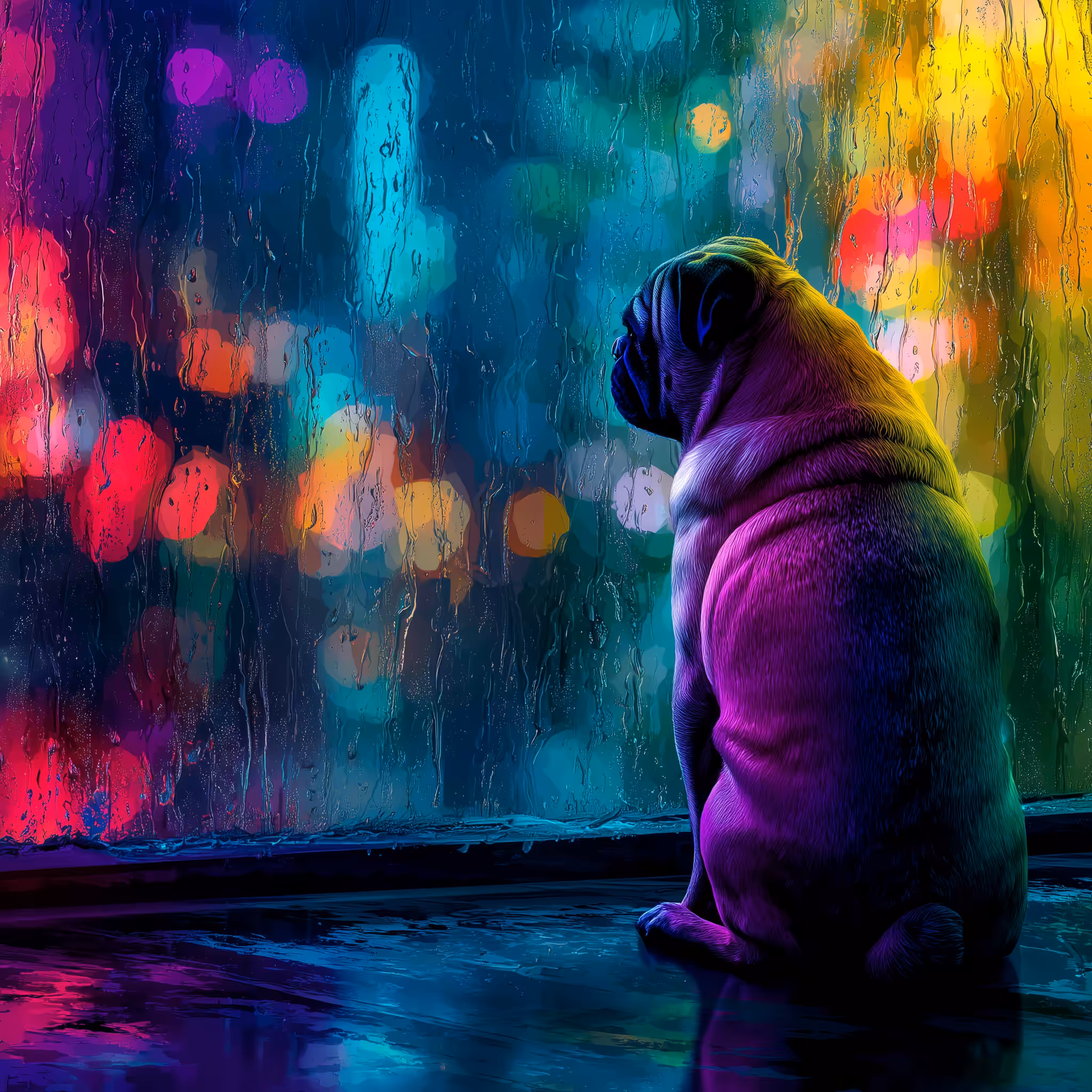 The Pug and the city. They never sleep.