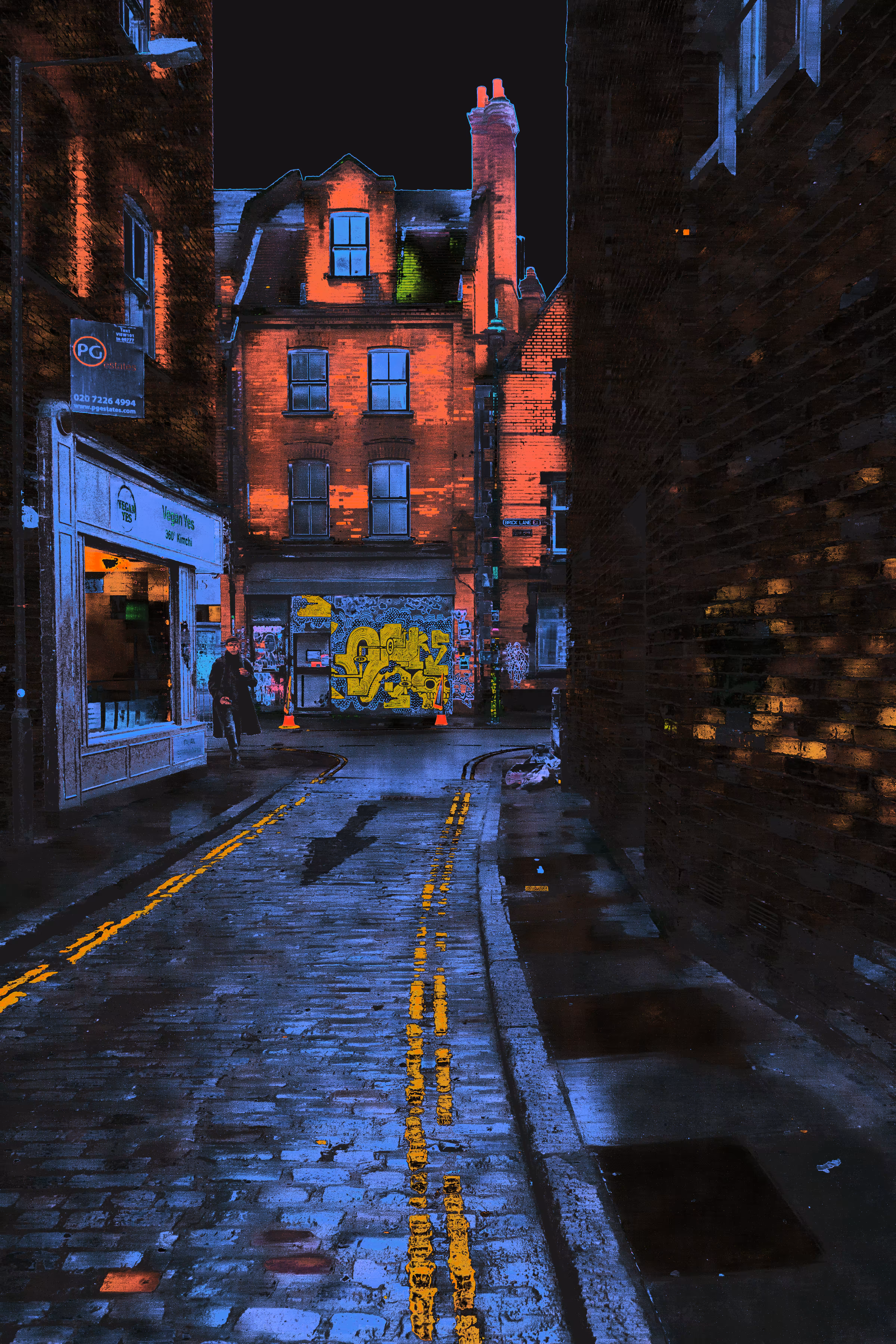 Blue Night Descends Down on to Brick Lane